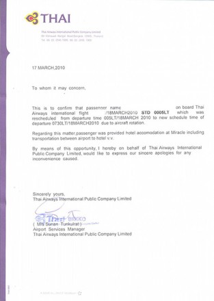 Justificante Thai Airways