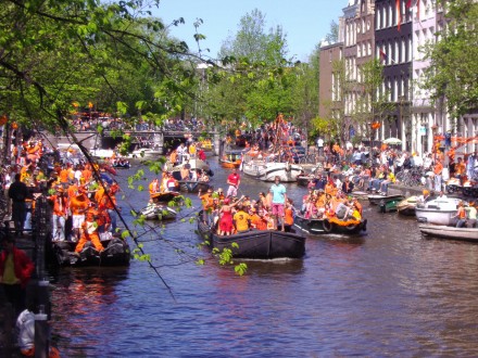 Embarcaciones en Prinsengracht, Amsterdam.