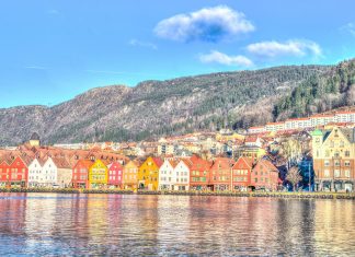 Impresionante vista desde el monte Fløyen en Bergen Bergen viajes a Noruega
