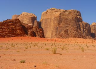 Desierto rojo de Wadi Rum en Jordania Desierto de Wadi Rum