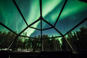 Auroras boreales e igloo de cristal